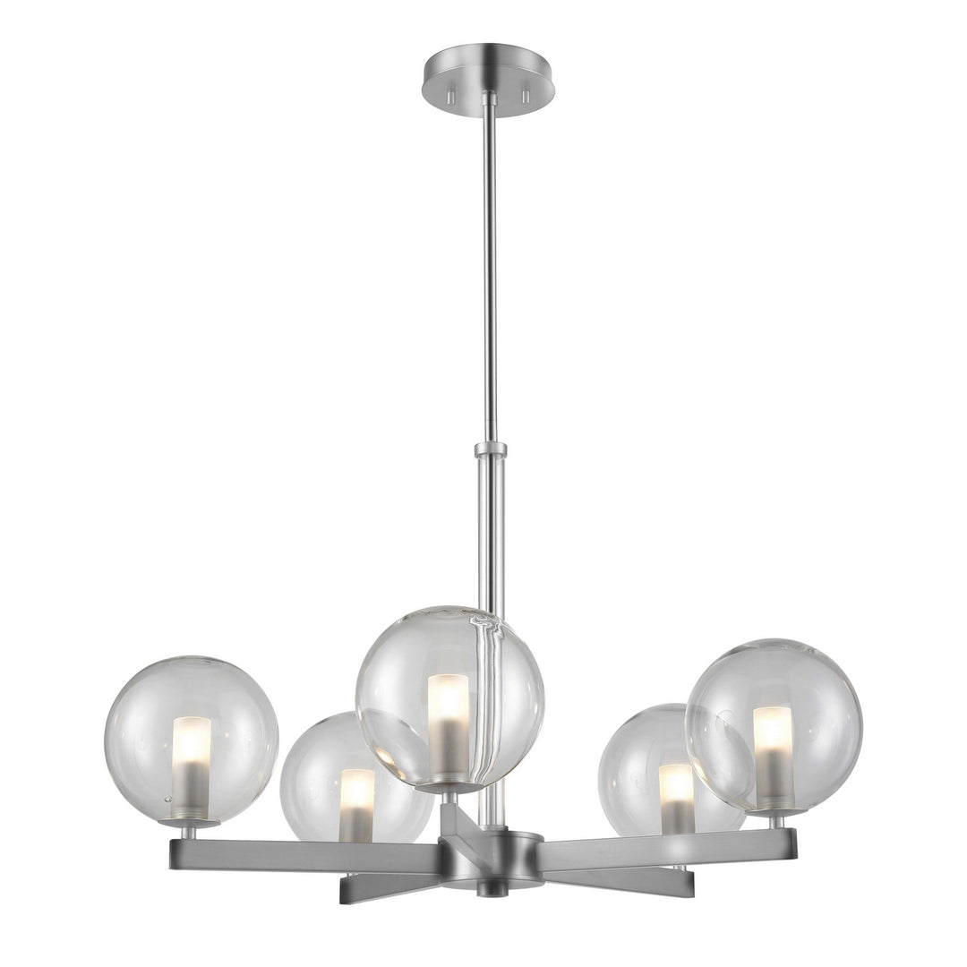 Courcelette Five Light Chandelier in Chrome With Clear Glass - available from The Lighting Shoppe, trusted by Canadian homeowners