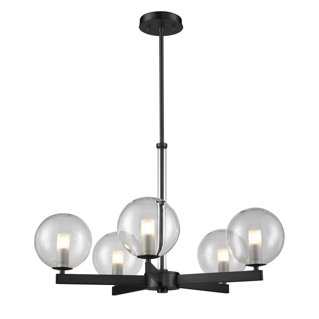 Courcelette Five Light Chandelier in Graphite With Clear Glass - available from The Lighting Shoppe, trusted by Canadian homeowners
