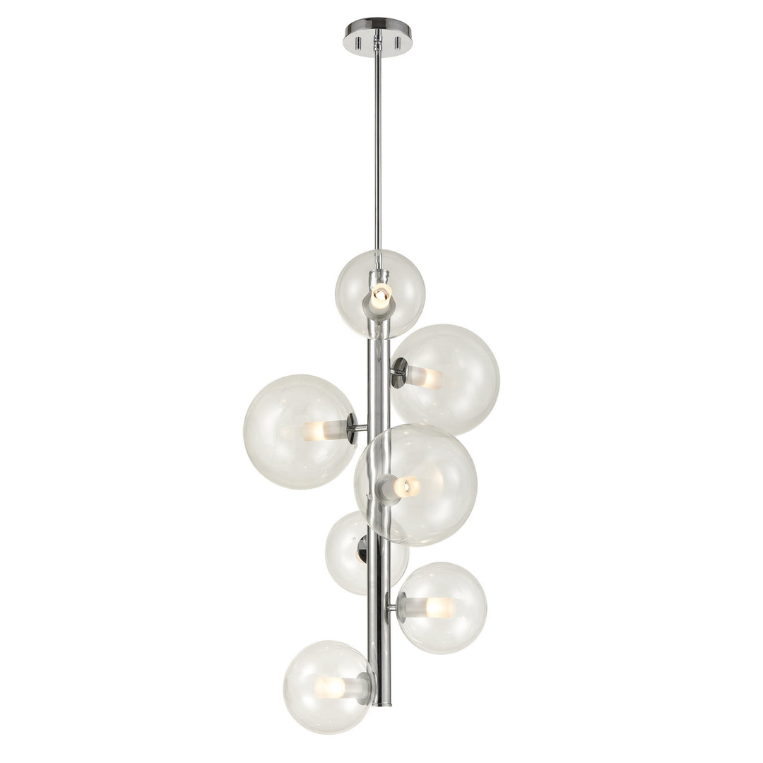 Courcelette Seven Light Foyer Pendant in Chrome With Clear Glass - available from The Lighting Shoppe, trusted by Canadian homeowners