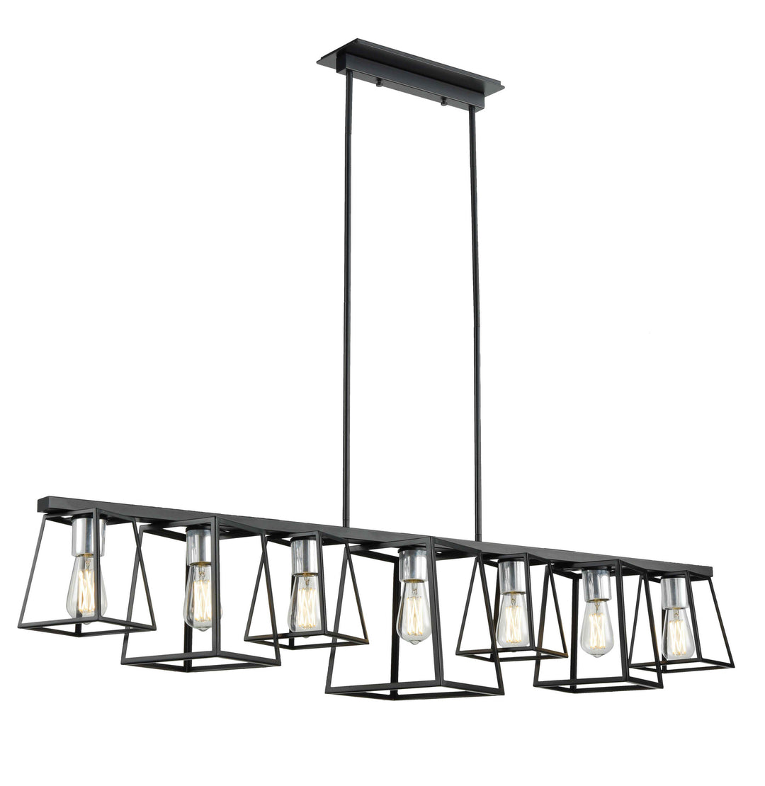 Cape Breton Seven Light Linear Pendant in Buffed Nickel And Graphite - available from The Lighting Shoppe, trusted by Canadian homeowners
