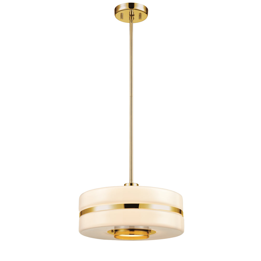 Orchestra One Light Pendant in Satin Brass w/True Opal Glass - available from The Lighting Shoppe, trusted by Canadian homeowners