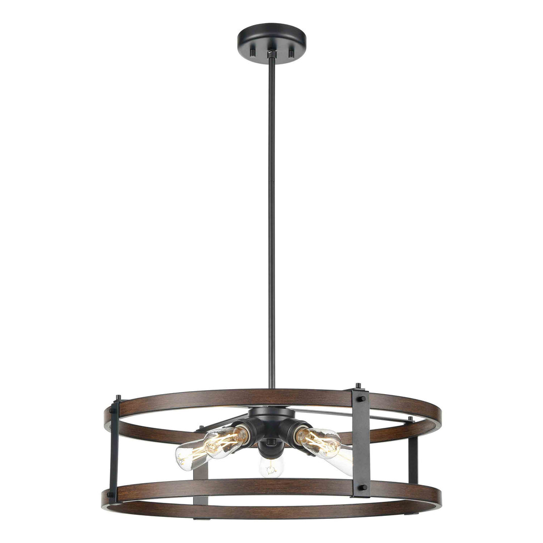 Oakhurst Five Light Dual Mount in Graphite/Ironwood On Metal - available from The Lighting Shoppe, trusted by Canadian homeowners