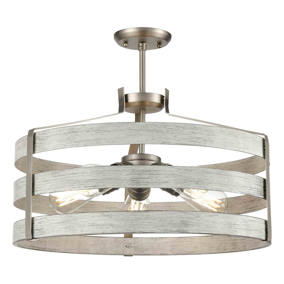 DVI Canada - DVP41808BN+BIW - Five Light Pendant - Fort Garry - Buffed Nickel And Birchwood On Metal
