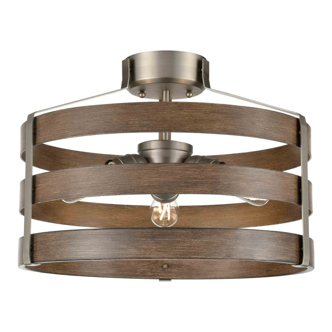 DVI Canada - DVP41812BN+BAW - Three Light Semi-Flush Mount - Fort Garry - Buffed Nickel And Barnwood On Metal