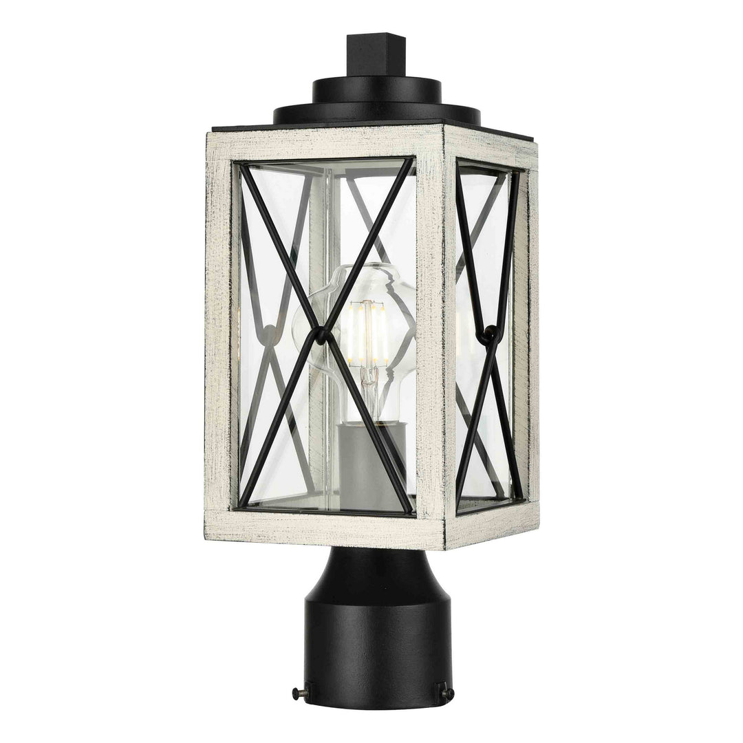 County Fair Outdoor One Light Outdoor Post Lamp in Black/Birchwood On Metal - available from The Lighting Shoppe, trusted by Canadian homeowners