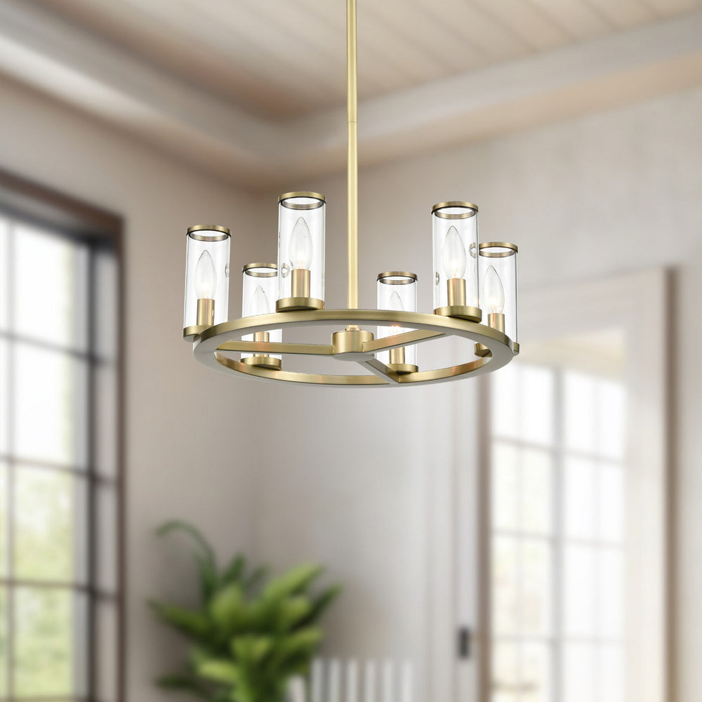 Alora Canada - CH309006NBCG - Six Light Chandelier - Revolve - Clear Glass/Natural Brass