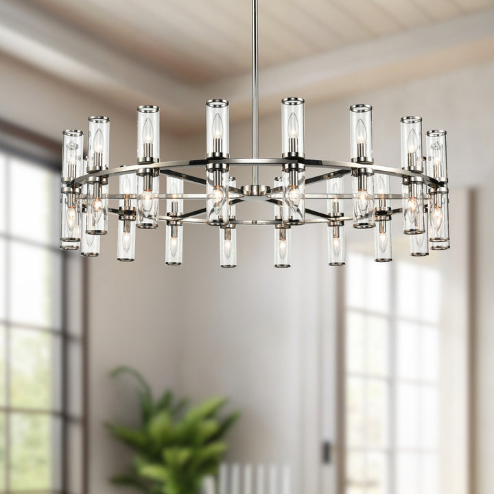 Alora Canada - CH309036PNCG - 36 Light Chandelier - Revolve - Clear Glass/Polished Nickel