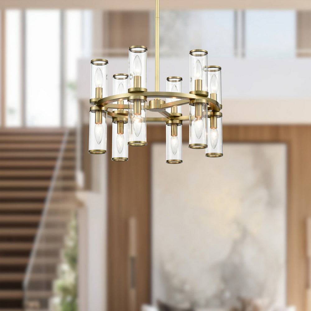 Alora Canada - CH309066NBCG - 12 Light Chandelier - Revolve - Clear Glass/Natural Brass