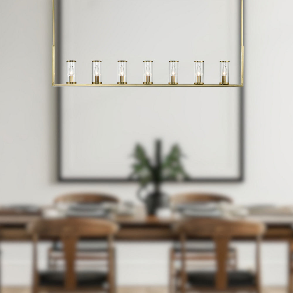 Alora Canada - LP309007NBCG - Seven Light Island Pendant - Revolve - Clear Glass/Natural Brass