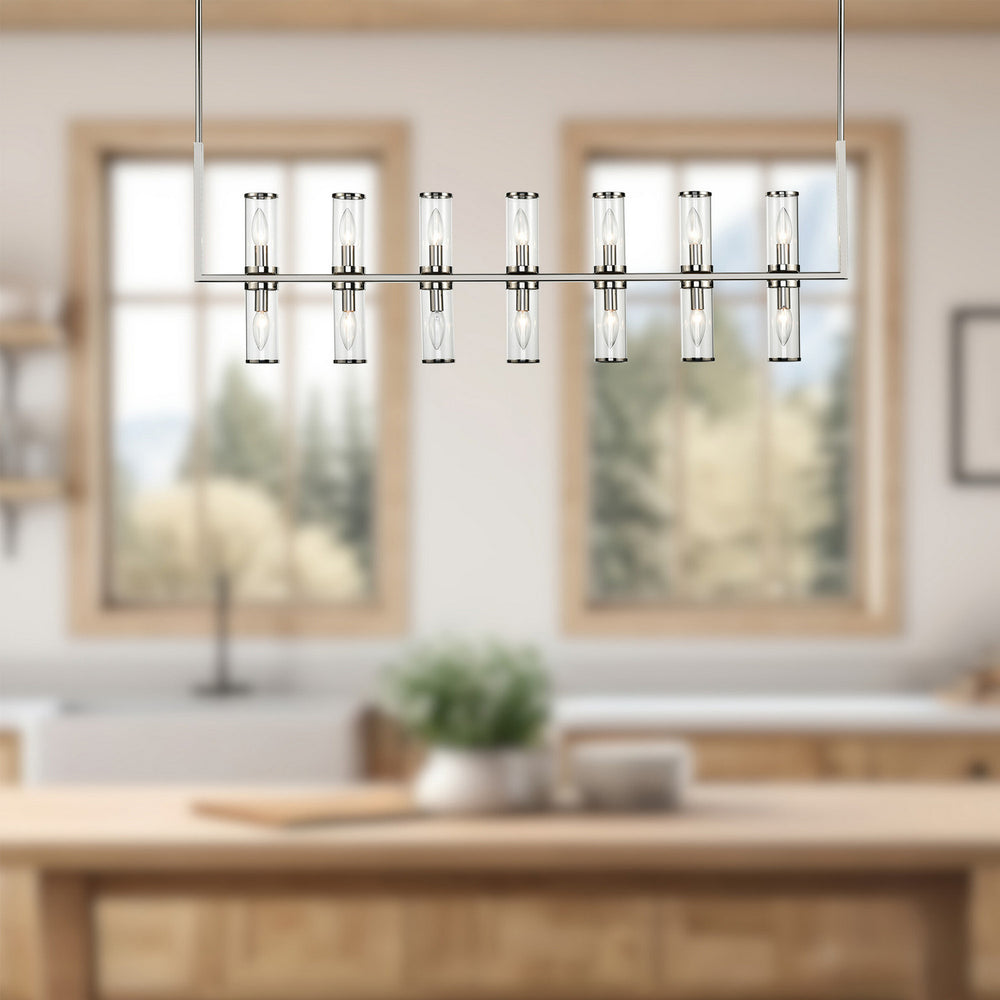 Alora Canada - LP309077PNCG - 14 Light Island Pendant - Revolve - Clear Glass/Polished Nickel