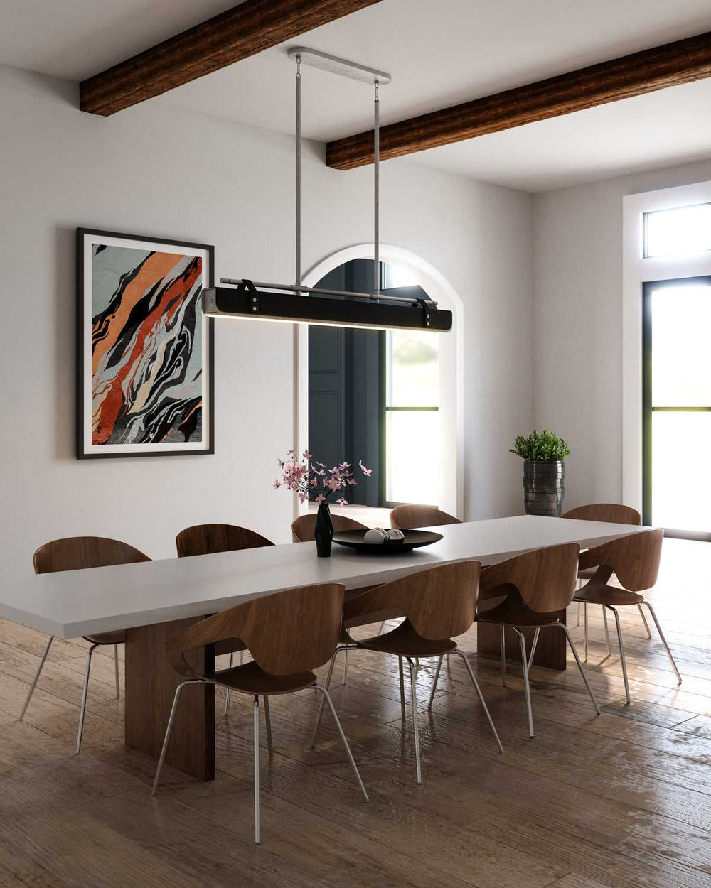 Alora Canada - PD307960ANTL - LED Island Pendant - Valise - Aged Nickel/Tuxedo Leather