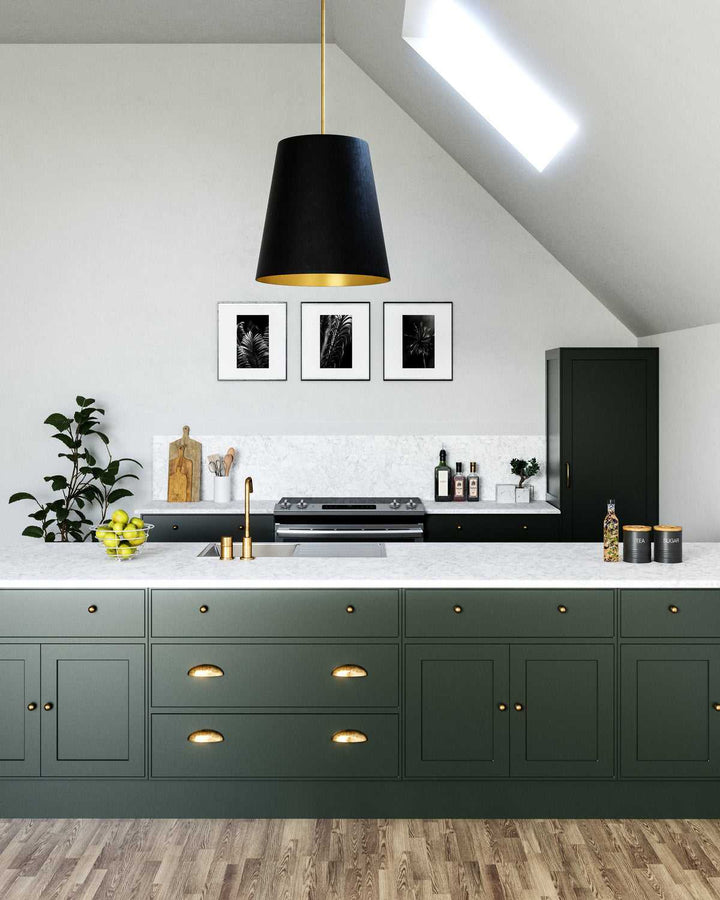 Alora Canada - PD311025VBBG - Three Light Pendant - Calor - Black Linen With Gold Parchment/Vintage Brass