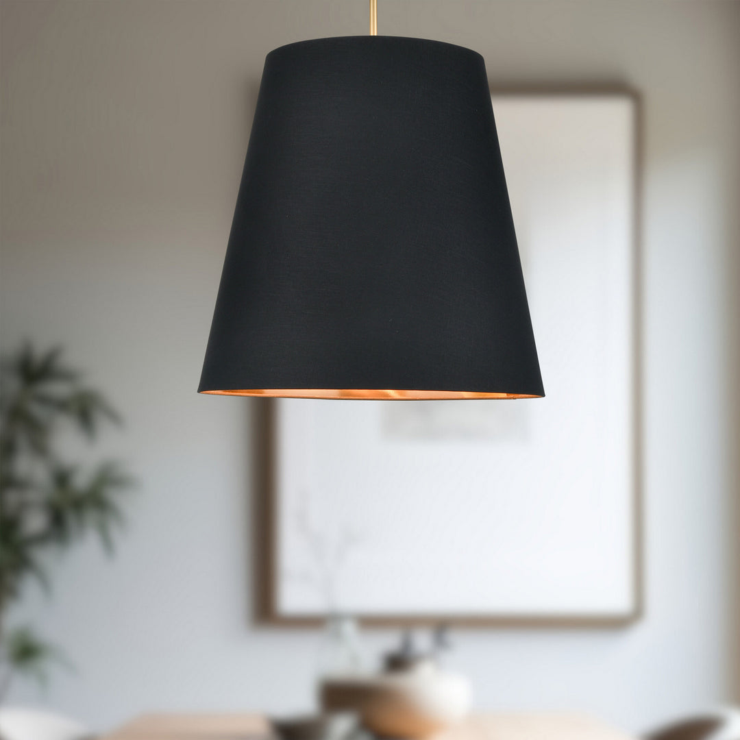 Alora Canada - PD311025VBBG - Three Light Pendant - Calor - Black Linen With Gold Parchment/Vintage Brass