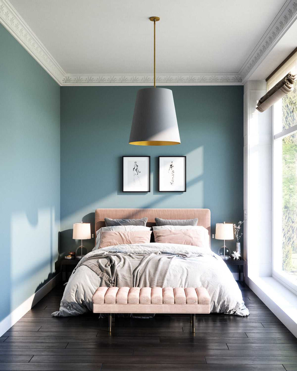 Alora Canada - PD311025VBGG - Three Light Pendant - Calor - Gray Linen With Gold Parchment/Vintage Brass