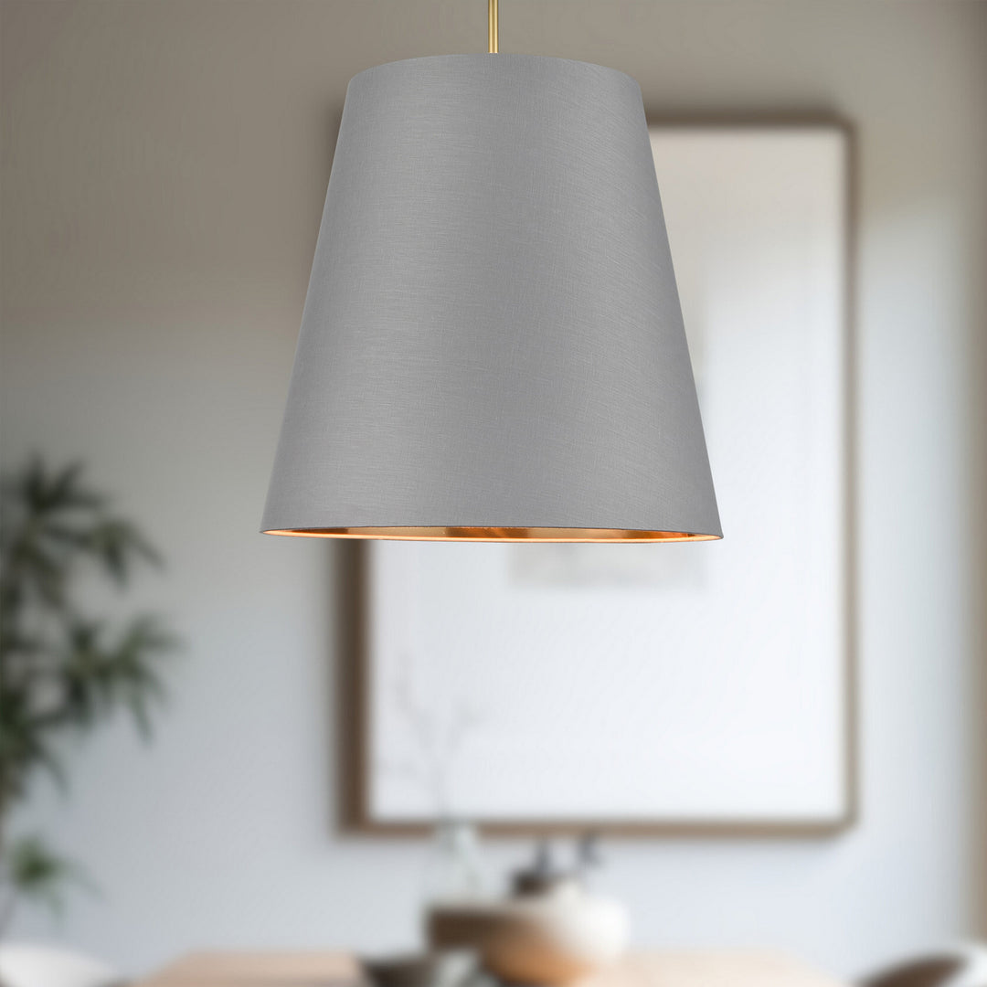 Alora Canada - PD311025VBGG - Three Light Pendant - Calor - Gray Linen With Gold Parchment/Vintage Brass