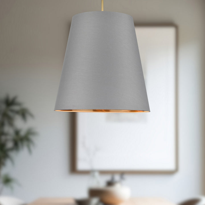 Alora Canada - PD311025VBGG - Three Light Pendant - Calor - Gray Linen With Gold Parchment/Vintage Brass