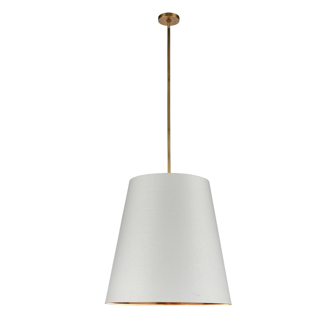 Alora Canada - PD311025VBWG - Three Light Pendant - Calor - Vintage Brass/White Linen With Gold Parchment