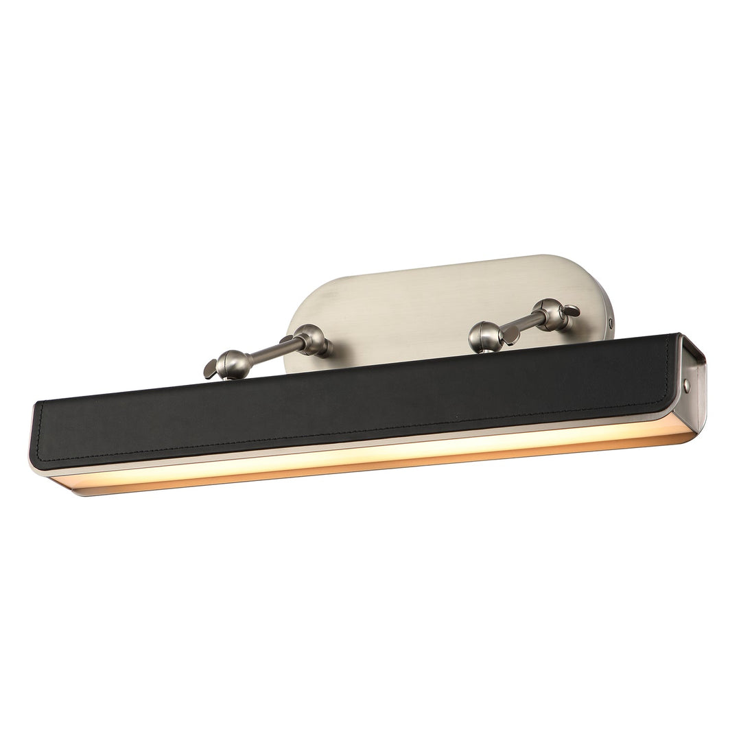 Valise Picture LED Wall Sconce in Aged Nickel/Tuxedo Leather Alora Canada