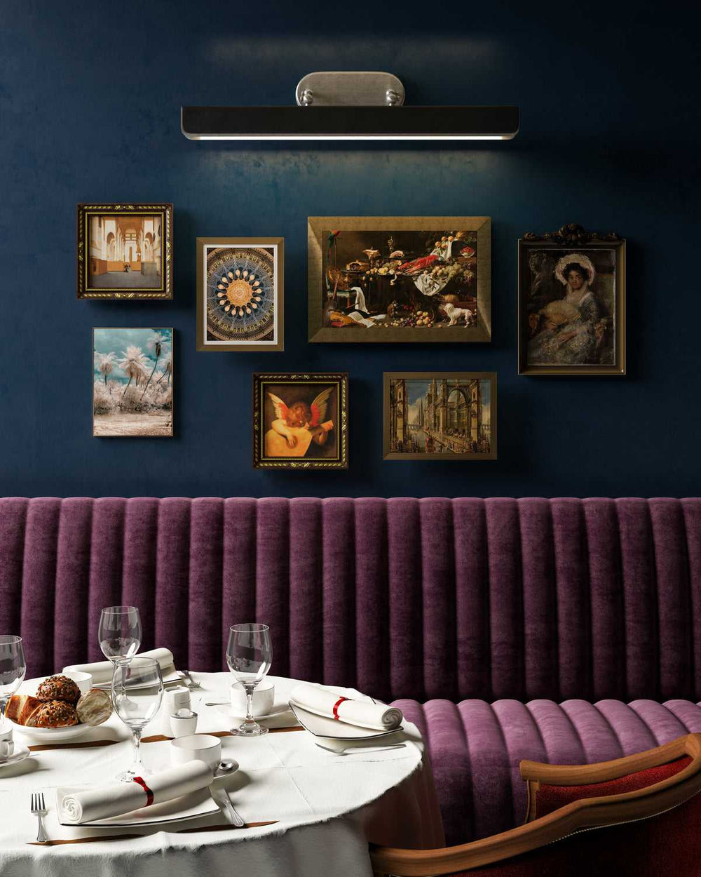 Valise Picture LED Wall Sconce in Aged Nickel/Tuxedo Leather Alora Canada