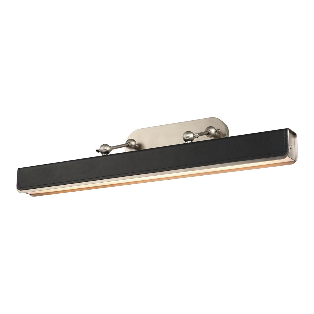 Valise Picture LED Wall Sconce in Aged Nickel/Tuxedo Leather Alora Canada