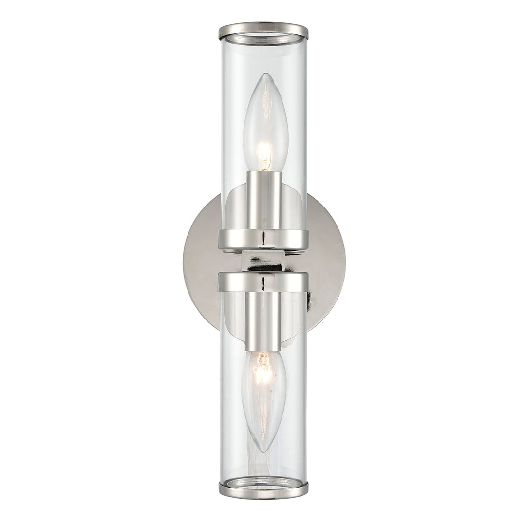 Revolve Two Light Wall Sconce in Clear Glass/Polished Nickel Alora Canada