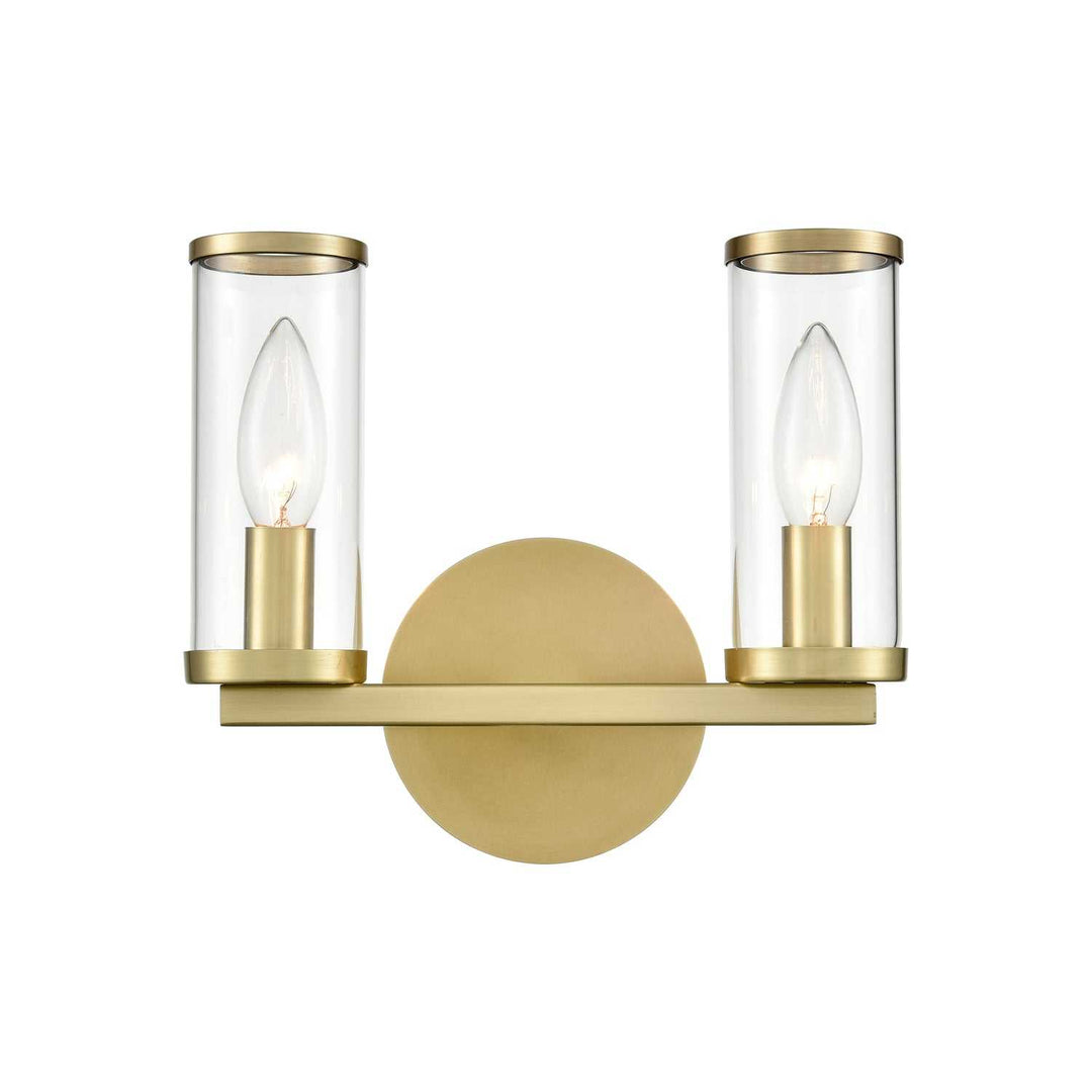 Revolve Two Light Bathroom Fixture in Clear Glass/Natural Brass Alora Canada