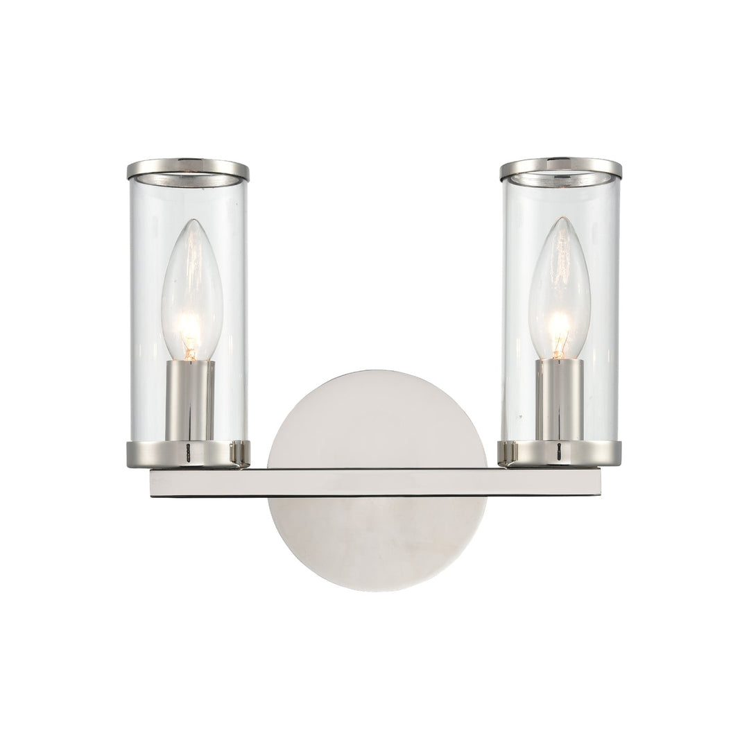 Revolve Two Light Bathroom Fixture in Clear Glass/Polished Nickel Alora Canada