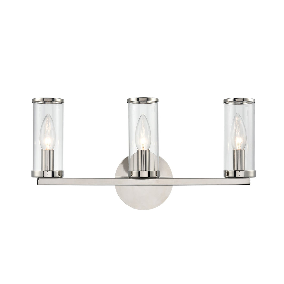 Revolve Three Light Bathroom Fixture in Clear Glass/Polished Nickel Alora Canada