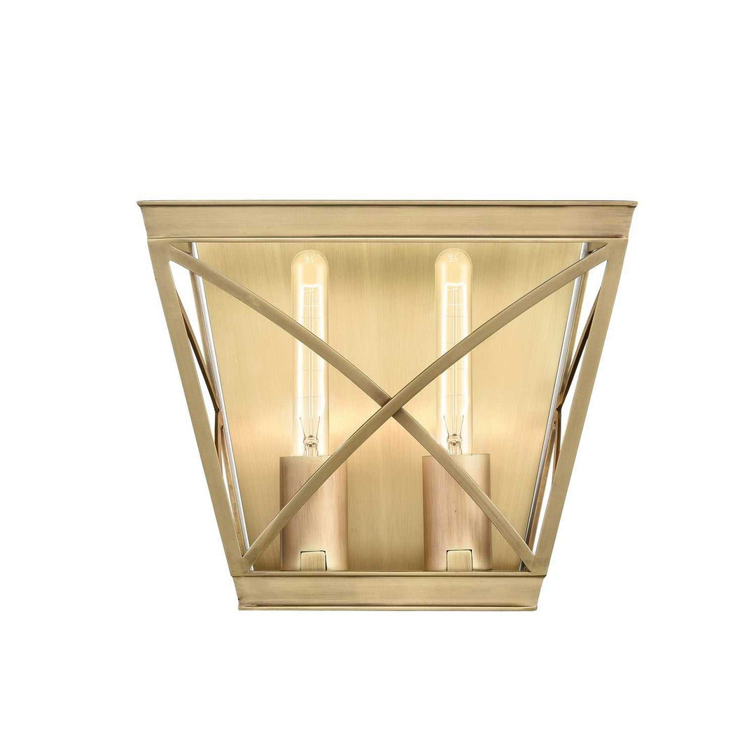 Lattice Two Light Bathroom Fixture in Vintage Brass Alora Canada