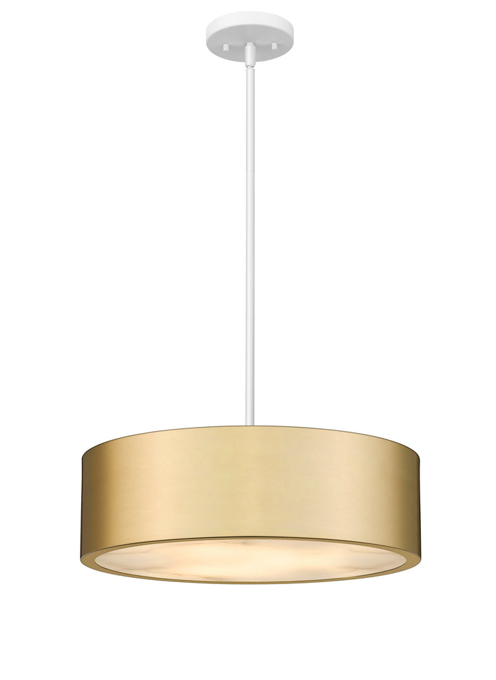 Piston 3-Light Polished Nickel Pendant Spanish Alabaster Stone Diffuser Modition Lighting