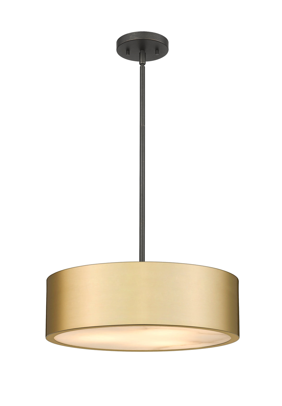 Piston 3-Light Polished Nickel Pendant Spanish Alabaster Stone Diffuser Modition Lighting