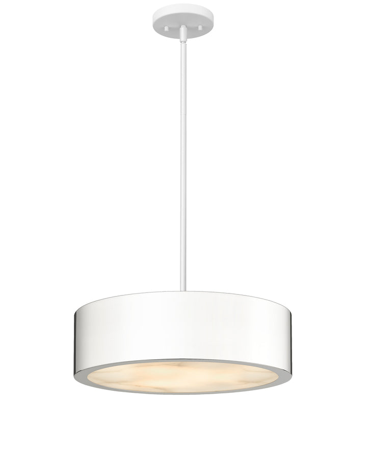 Piston 3-Light Polished Nickel Pendant Spanish Alabaster Stone Diffuser