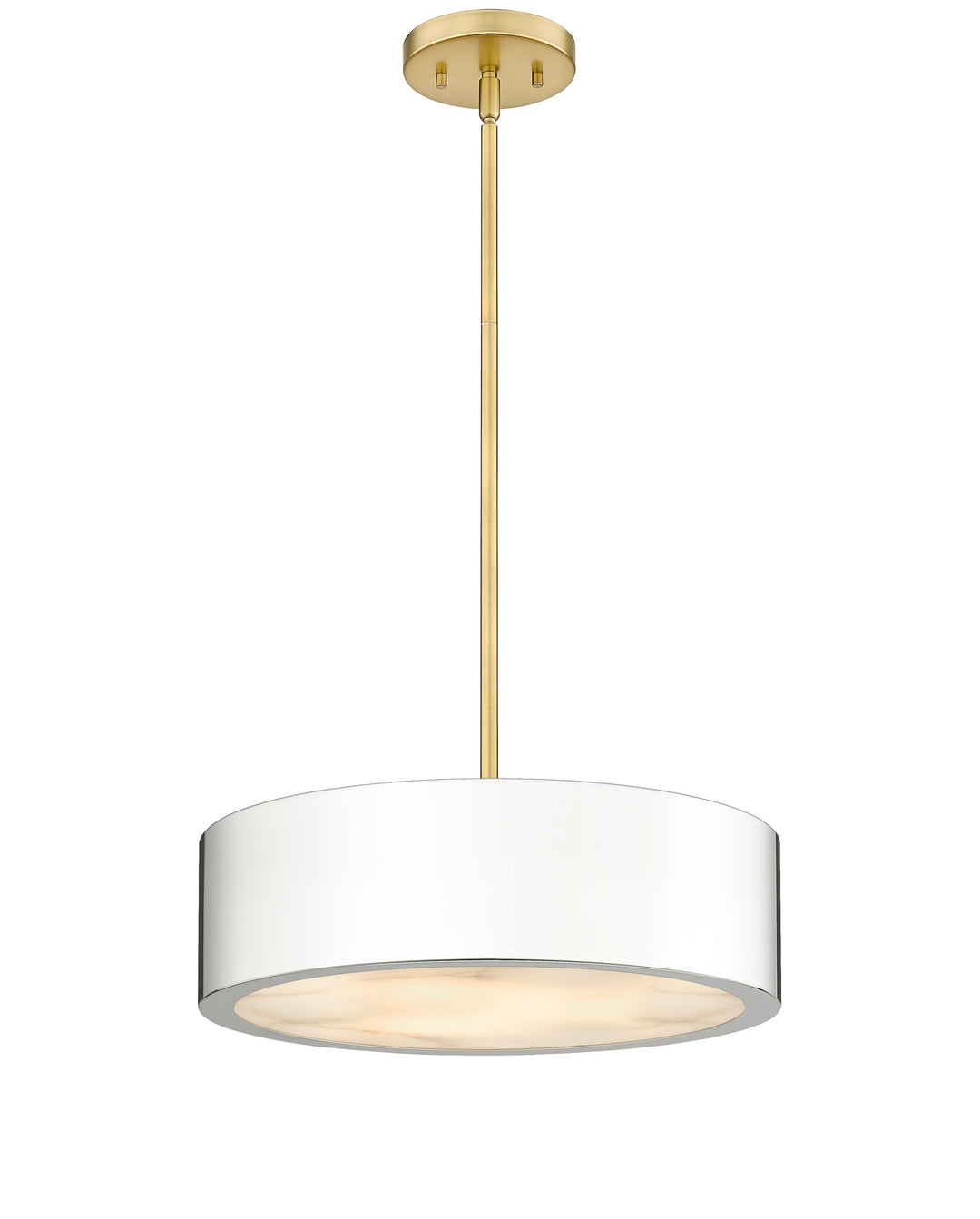 Piston 3-Light Polished Nickel Pendant Spanish Alabaster Stone Diffuser