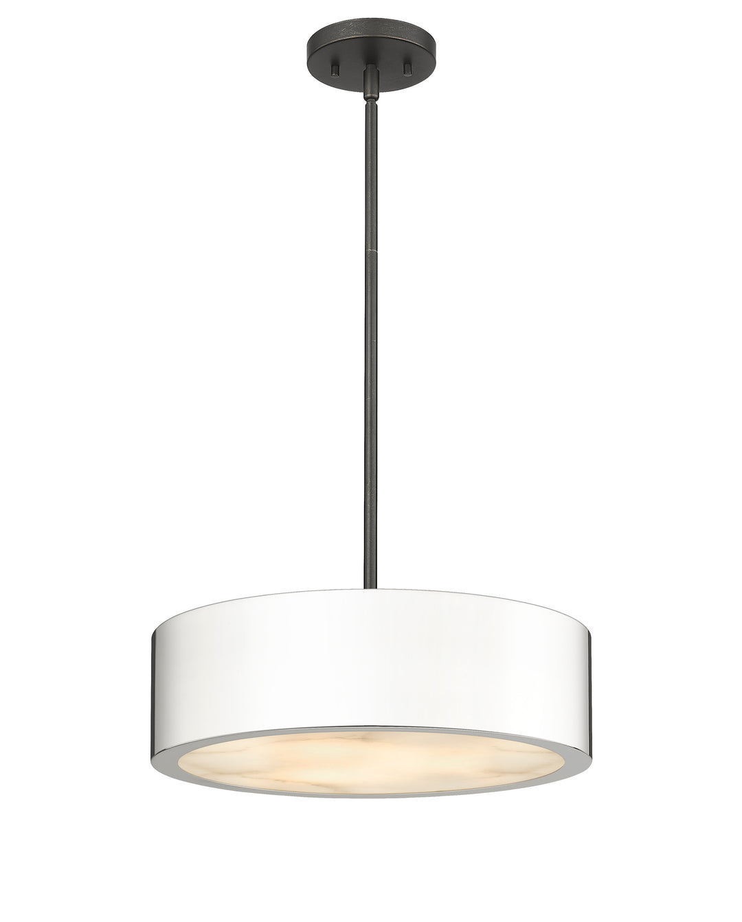 Piston 3-Light Polished Nickel Pendant Spanish Alabaster Stone Diffuser
