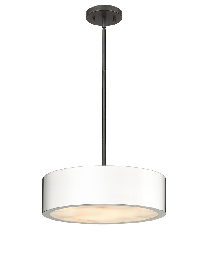 Piston 3-Light Polished Nickel Pendant Spanish Alabaster Stone Diffuser