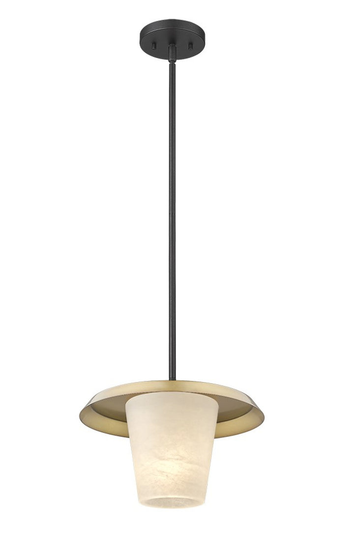 Madrid 1-Light Titanium Dark Hand Carved Alabaster with 12" Pan Pendant