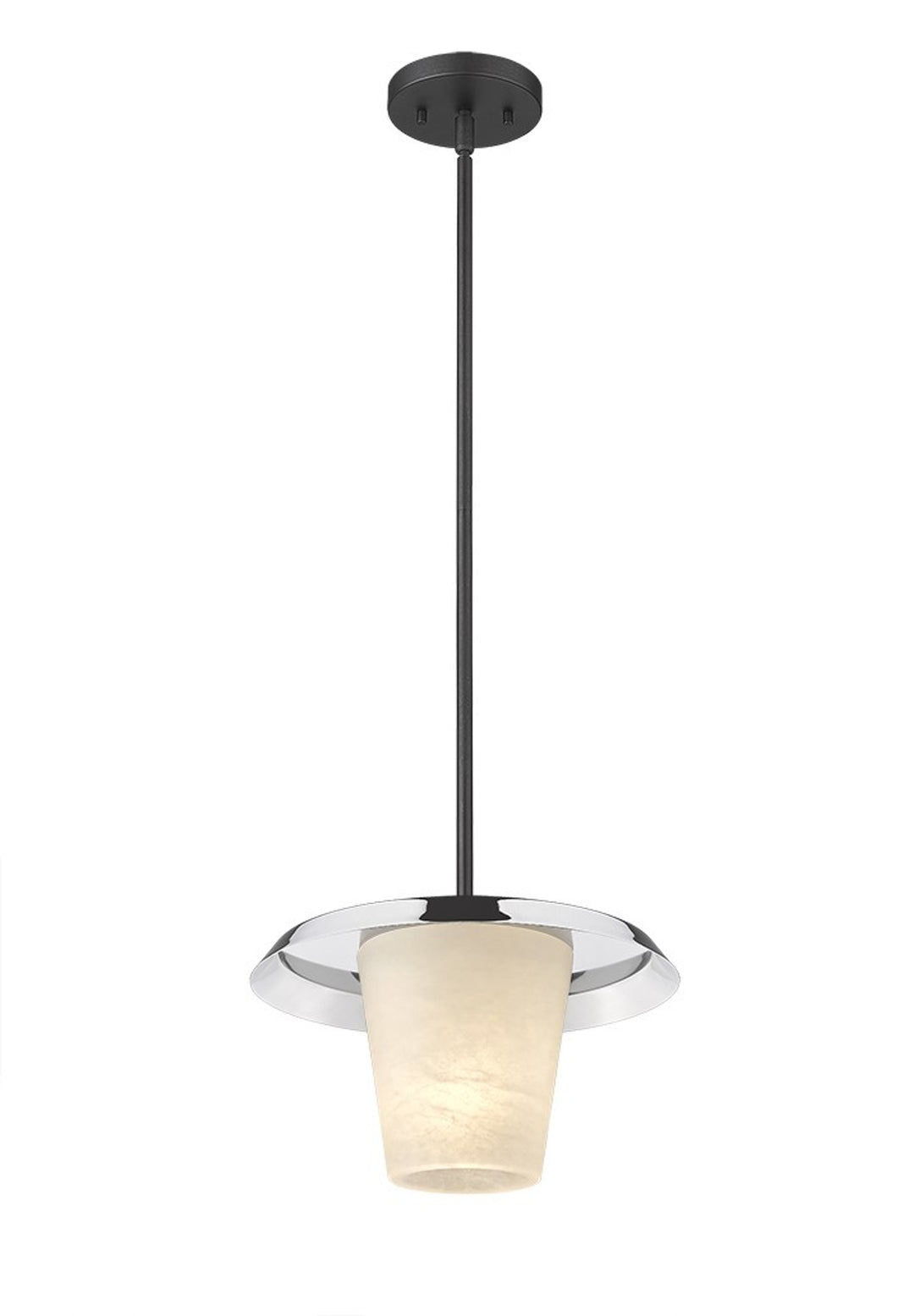 Madrid 1-Light Titanium Dark Hand Carved Alabaster with 12" Pan Pendant