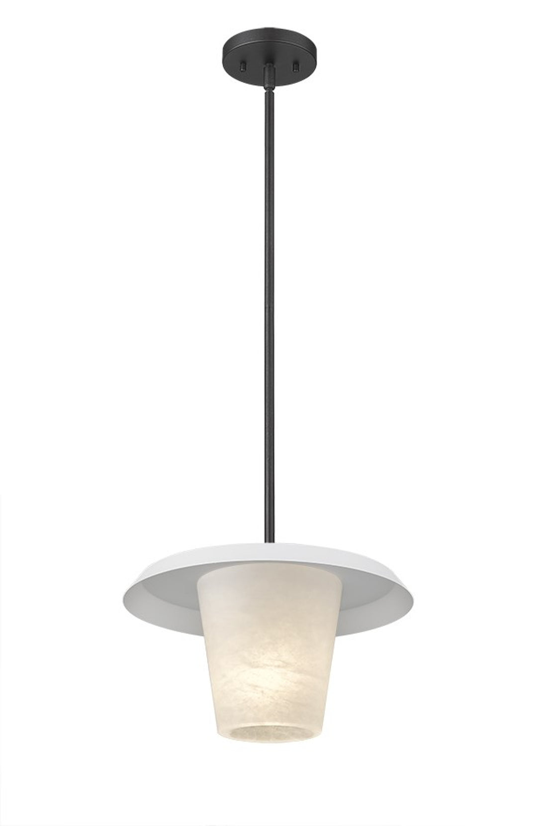 Madrid 1-Light Titanium Dark Hand Carved Alabaster with 12" Pan Pendant