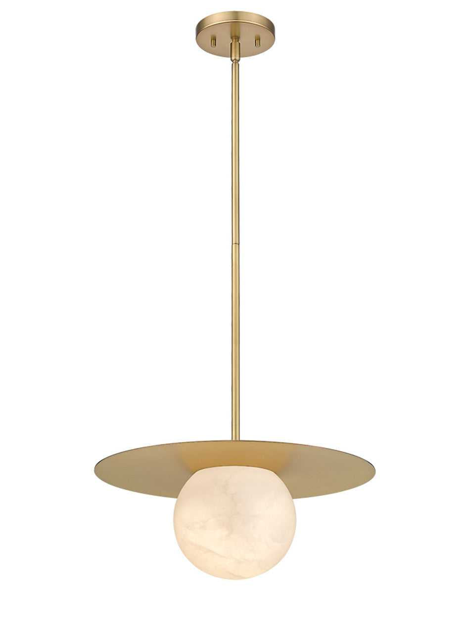 Moon Disk 1-Light Oxidized Aged Gold Carved Alabaster Pendant By Modition - available from The Lighting Shoppe, trusted by Canadian homeowners