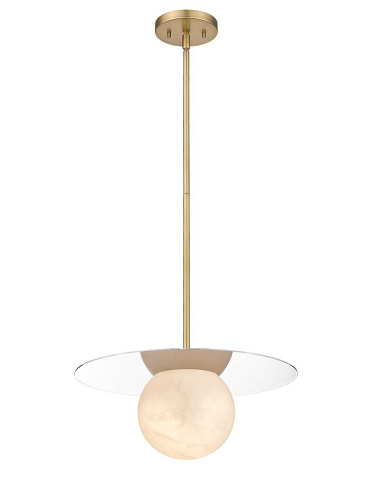 Moon Disk 1-Light Oxidized Aged Gold Carved Alabaster Pendant By Modition (Copy) Modition Lighting