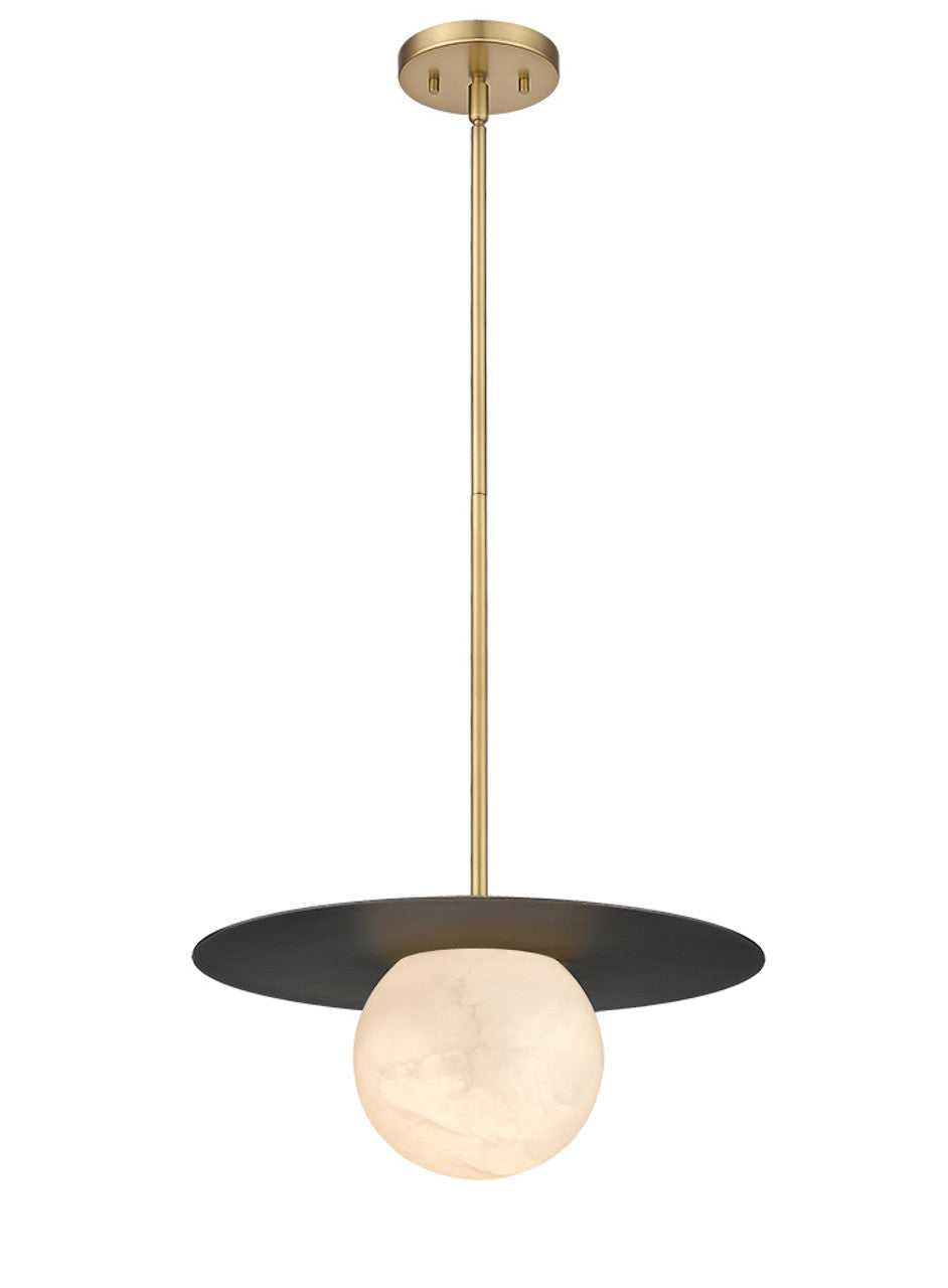 Moon Disk 1-Light Oxidized Aged Gold Carved Alabaster Pendant By Modition (Copy) Modition Lighting