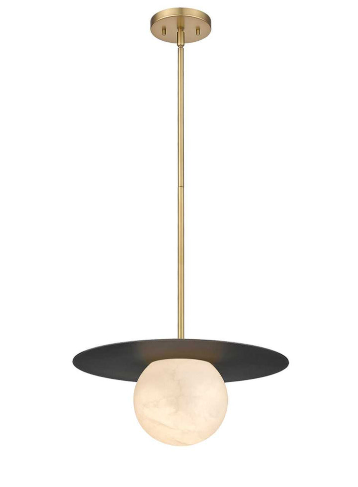 Moon Disk 1-Light Oxidized Aged Gold Carved Alabaster Pendant By Modition (Copy) Modition Lighting
