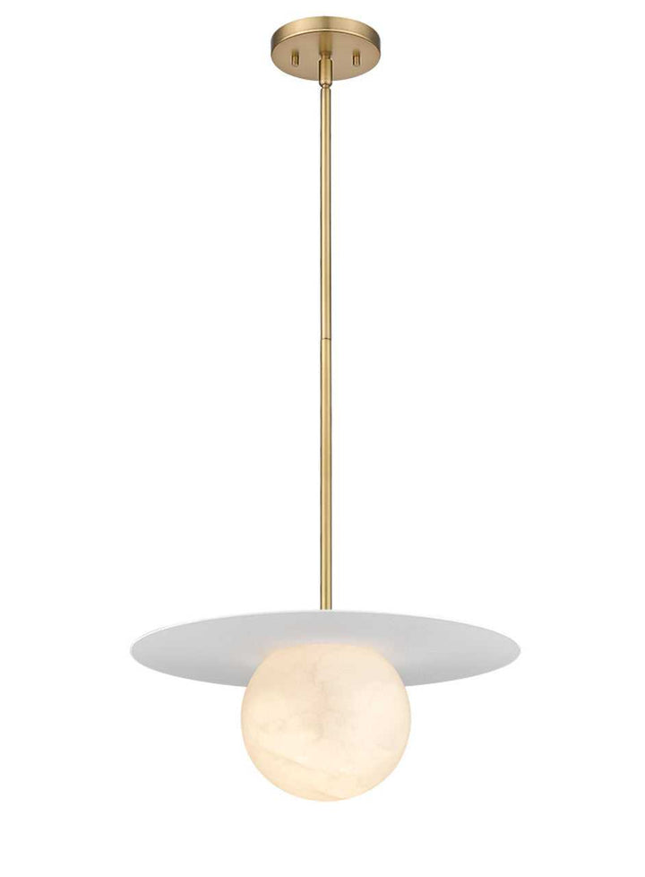 Moon Disk 1-Light Oxidized Aged Gold Carved Alabaster Pendant By Modition (Copy) Modition Lighting