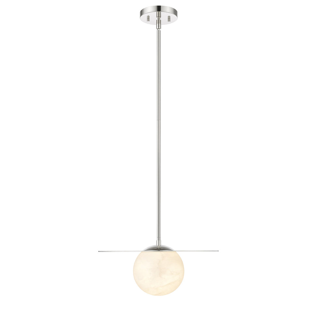 Moon Disk 1-Light Polished Nickel Carved Alabaster Pendant By Modition - available from The Lighting Shoppe, trusted by Canadian homeowners