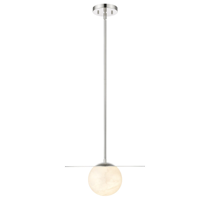 Moon Disk 1-Light Polished Nickel Carved Alabaster Pendant By Modition - available from The Lighting Shoppe, trusted by Canadian homeowners