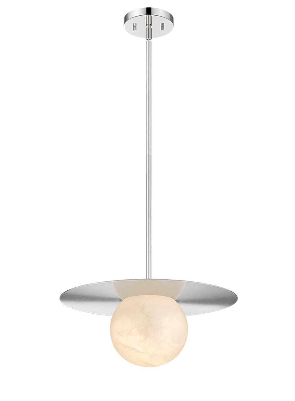 Moon Disk 1-Light Polished Nickel Carved Alabaster Pendant By Modition (Copy) Modition Lighting