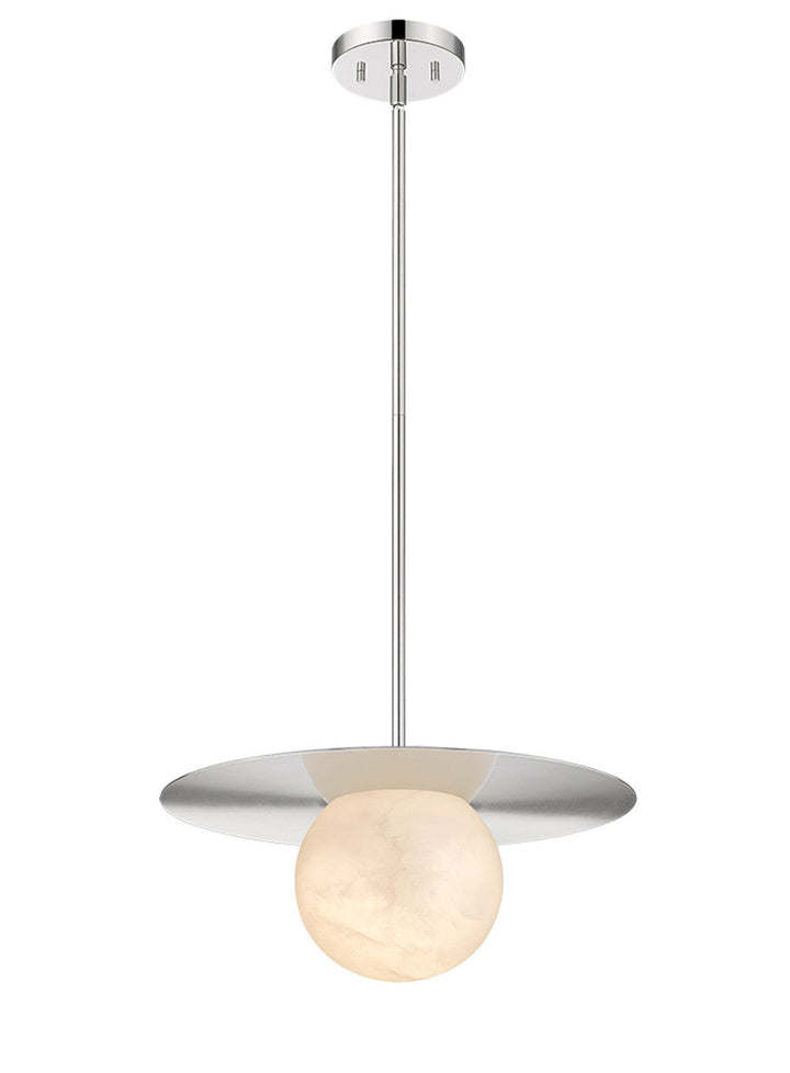 Moon Disk 1-Light Polished Nickel Carved Alabaster Pendant By Modition (Copy) Modition Lighting