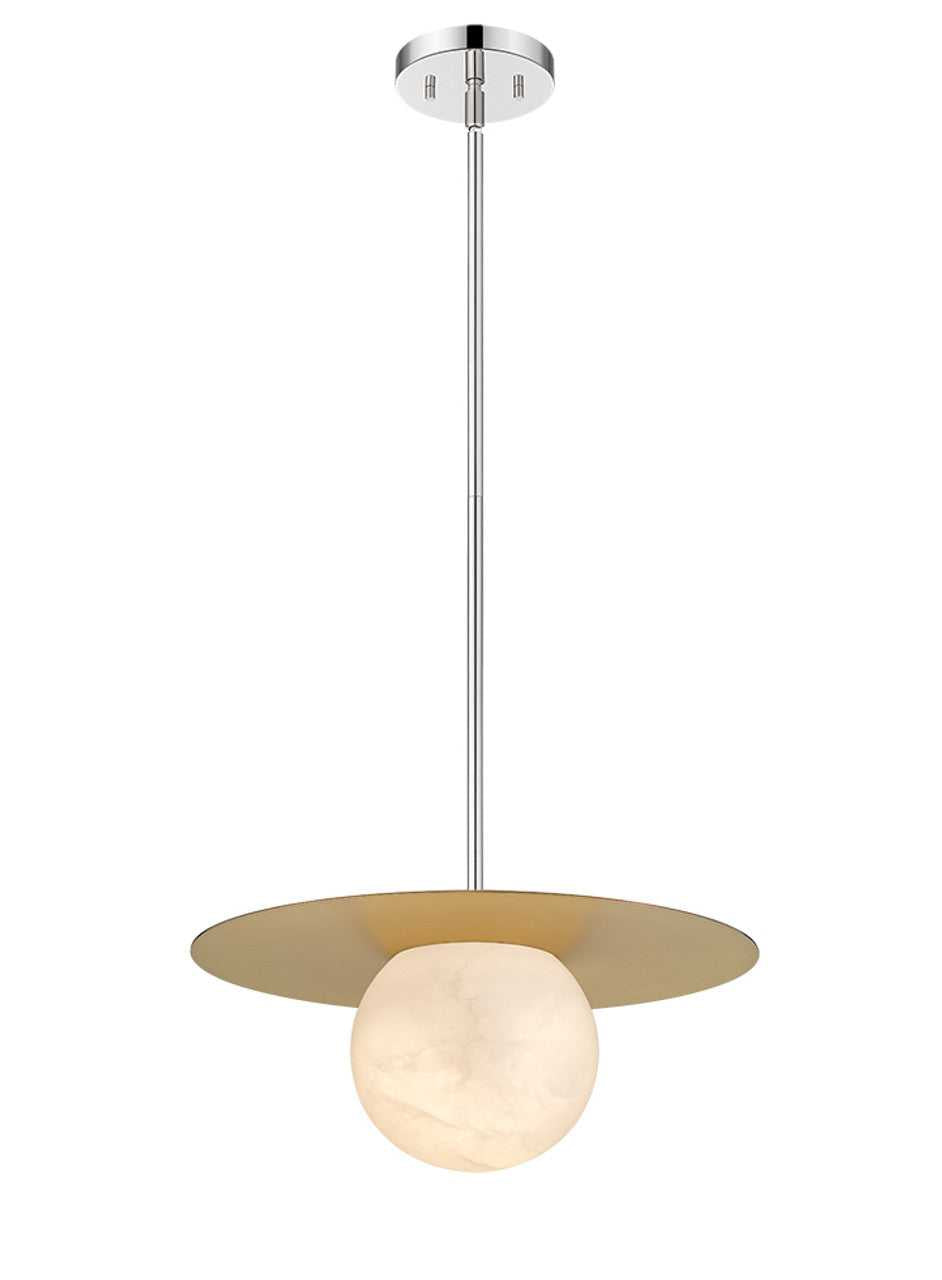 Moon Disk 1-Light Polished Nickel Carved Alabaster Pendant By Modition (Copy) Modition Lighting
