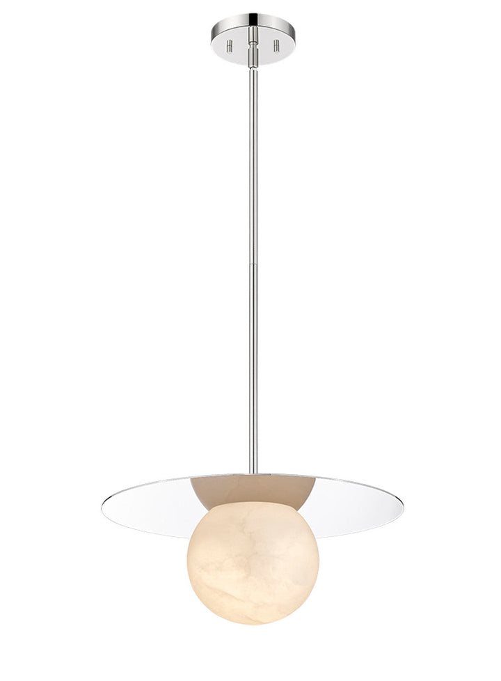 Moon Disk 1-Light Polished Nickel Carved Alabaster Pendant By Modition (Copy) Modition Lighting