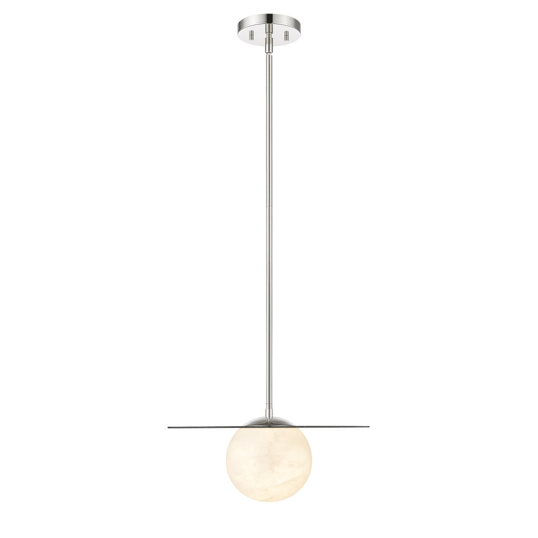 Moon Disk 1-Light Polished Nickel Carved Alabaster Pendant By Modition (Copy) Modition Lighting